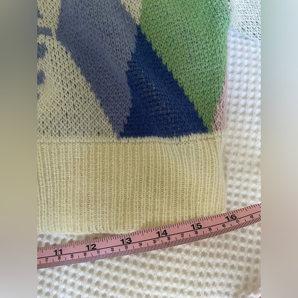Noisy may Geometric funky Patterned Cardigan in Cream, Blue, Green, and Pink XS - Picture 8 of 10